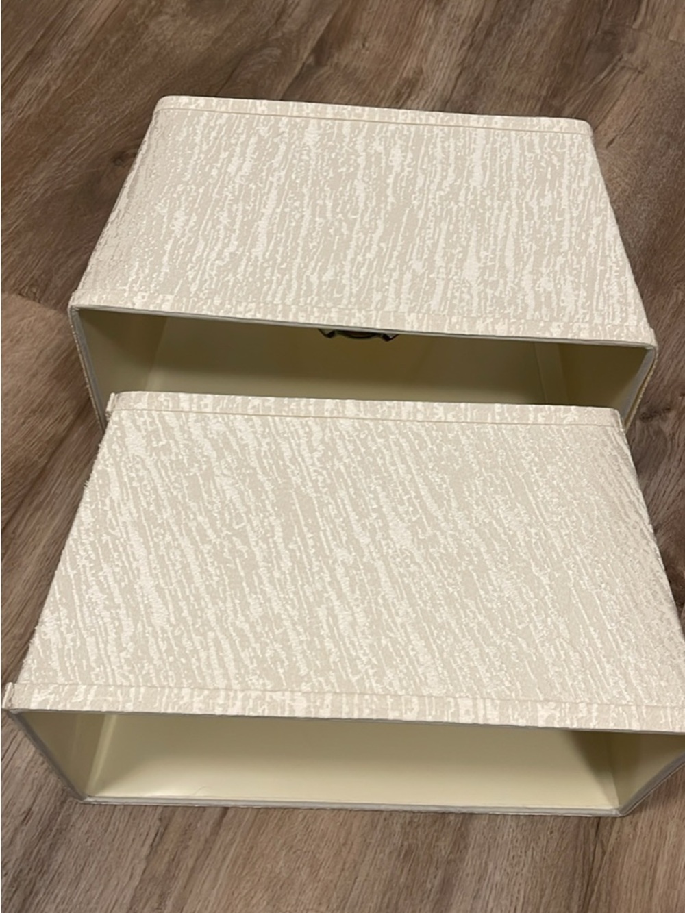 Pair of Two Vintage Rectangular Eggshell Textured Lamp Shades